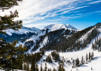 Snow-covered mountains overlooking Tao Ski Valley